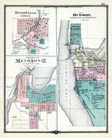 River Falls, Hudson City, Menomonie Village, Wisconsin State Atlas 1881